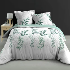 douceur d'intu017drieur Housse de couette et deux taies d'oreiller percale de coton (260 x 240 cm) Wendy e Vert