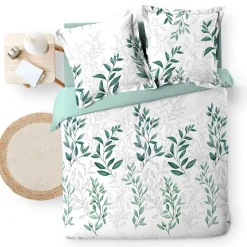 douceur d'intu017drieur Housse de couette et deux taies d'oreiller percale de coton (260 x 240 cm) Wendy e Vert