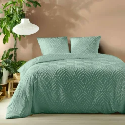 douceur d'intu017drieur Housse de couette et deux taies microfibre (260 x 240 cm) Heltie Vert sauge Hot