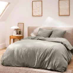 douceur d'intu017drieur Housse de couette et deux taies d'oreiller coton (260 x 240 cm) Meline Gris Anthracite Clearance