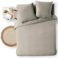 douceur d'intu017drieur Housse de couette et deux taies d'oreiller coton (260 x 240 cm) Meline Gris Anthracite Clearance