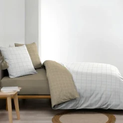 douceur d'intu017drieur Housse de couette et deux taies d'oreiller en coton (240 x 220 cm) Cadria Blanc New
