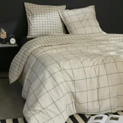 L'EFFET PAPILLON Housse de couette et deux taies coton (200 x 200 cm) Carrie Beige Discount