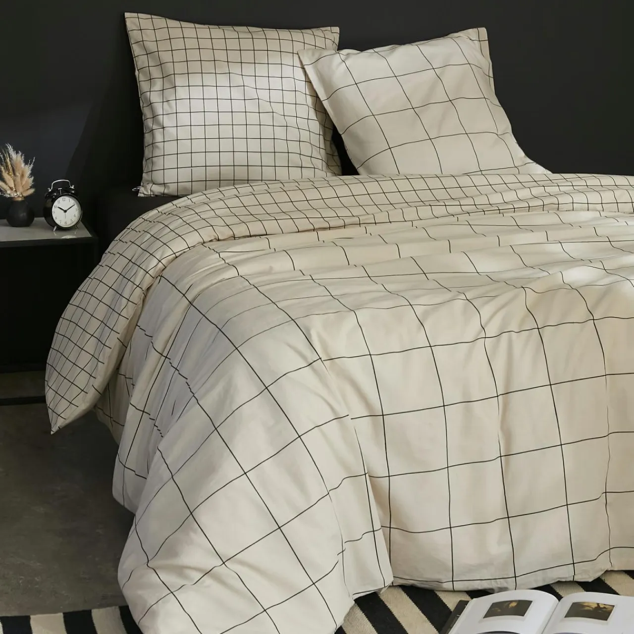 L'EFFET PAPILLON Housse de couette et deux taies coton (200 x 200 cm) Carrie Beige Discount
