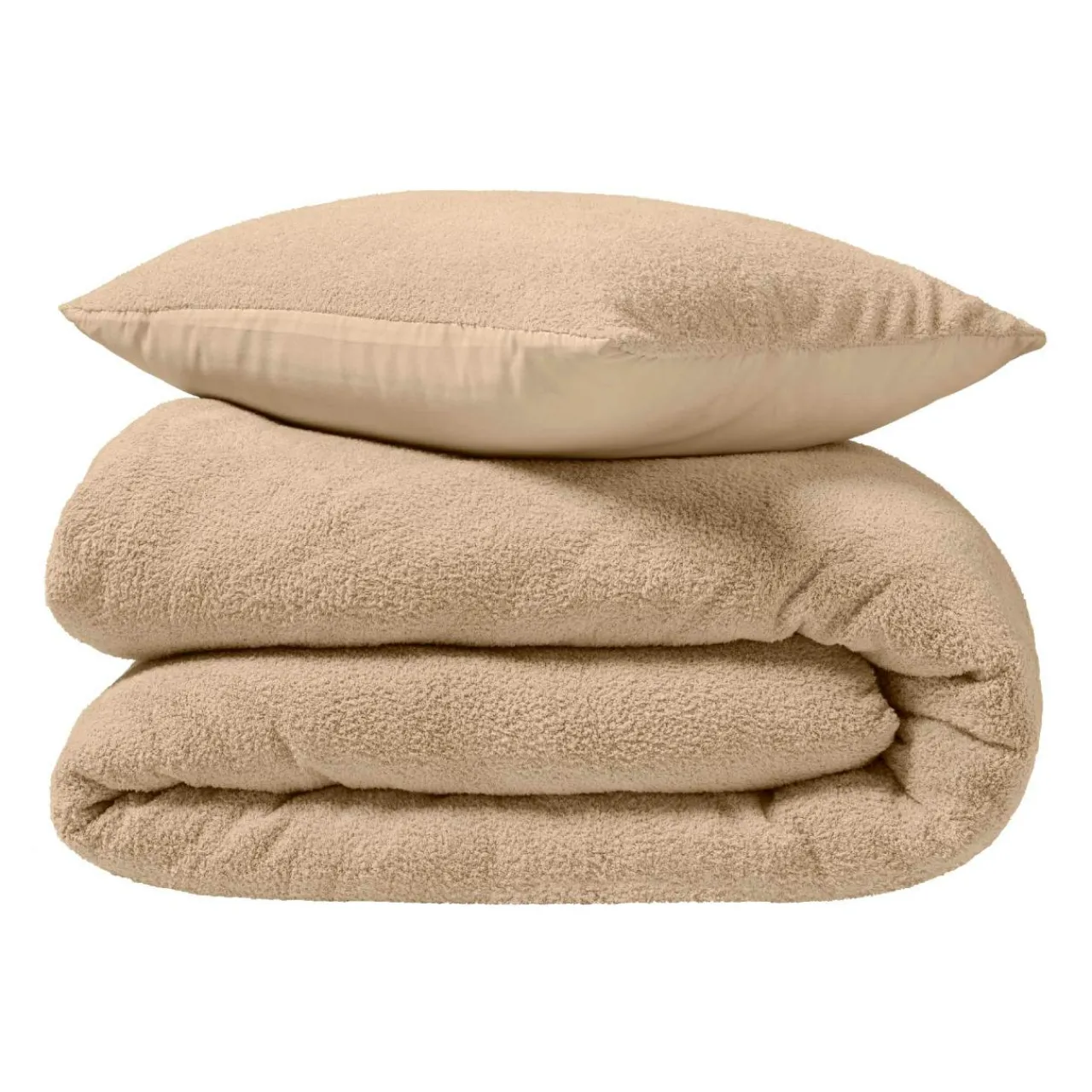douceur d'intu017drieur Housse de couette et deux taies d'oreiller bouclette (240 x 220 cm) Helena sable Beige