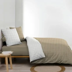 douceur d'intu017drieur Housse de couette et deux taies d'oreiller en coton (200 x 200 cm) Cadria Blanc Best