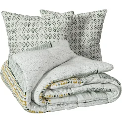 Atmosphera, cru017dateur d'intu017drieur Housse de couette et deux taies coton (240 x 220 cm) Aqua Multicolore Clearance