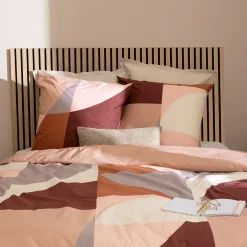 Atmosphera, cru017dateur d'intu017drieur Housse de couette et deux taies percale de coton (260 x 240 cm) Tatia Terracotta Sale