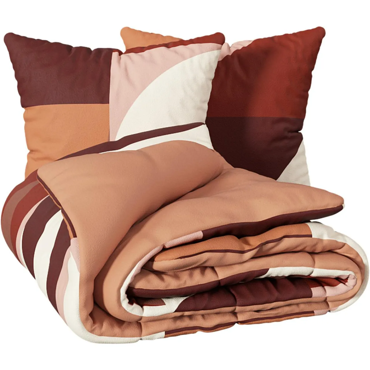 Atmosphera, cru017dateur d'intu017drieur Housse de couette et deux taies percale de coton (260 x 240 cm) Tatia Terracotta Sale