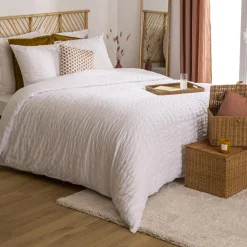 ATMOSPHERA Housse de couette et deux taies polycoton (240 x 220 cm) Irhia he Blanc Best