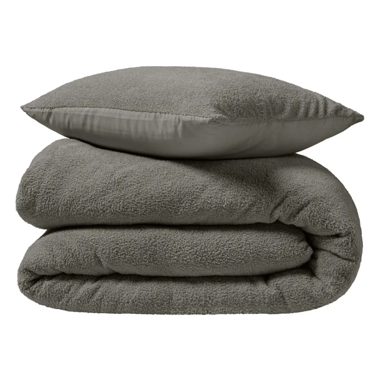 douceur d'intu017drieur Housse de couette et deux taies d'oreiller bouclette (240 x 220 cm) Helena Gris Anthracite Discount