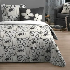 STOF Housse de couette et deux taies d'oreiller en coton (240 x 220 cm) Tilda Gris