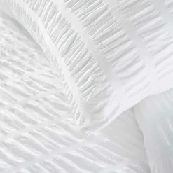 douceur d'intu017drieur Housse de couette et deux taies microfibre plissée (240 x 220 cm) Plissia he Blanc Best