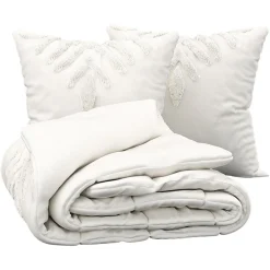 Atmosphera, cru017dateur d'intu017drieur Housse de couette et deux taies coton lavé (240 x 220 cm) Inu Ecru Clearance