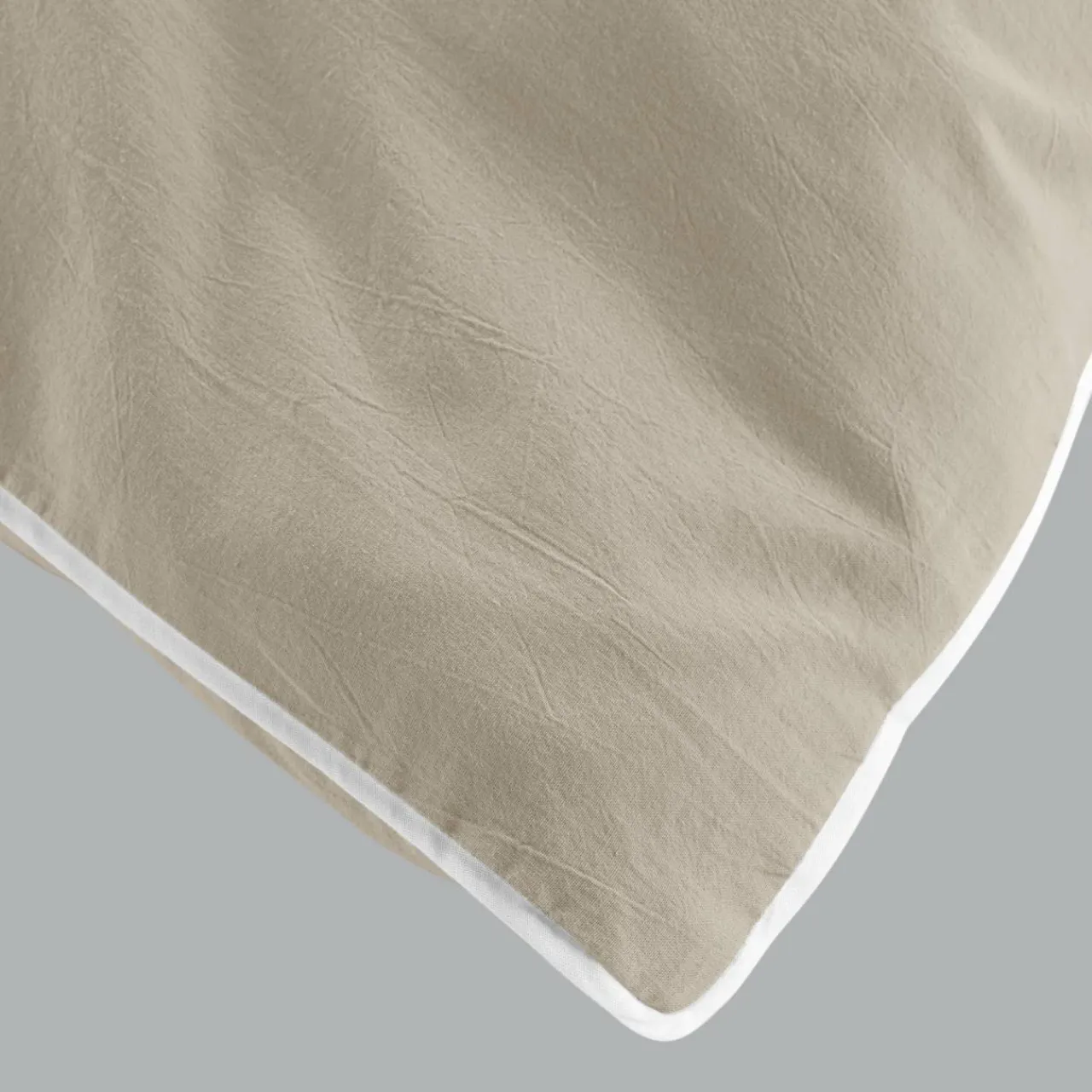 DOUCEUR D'INTERIEUR Housse de couette et deux taies coton lavé (240 x 220 cm) Linette Beige Sale