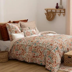 Atmosphera, cru017dateur d'intu017drieur Housse de couette et deux taies coton (240 x 220 cm) Ikat Multicolore Clearance