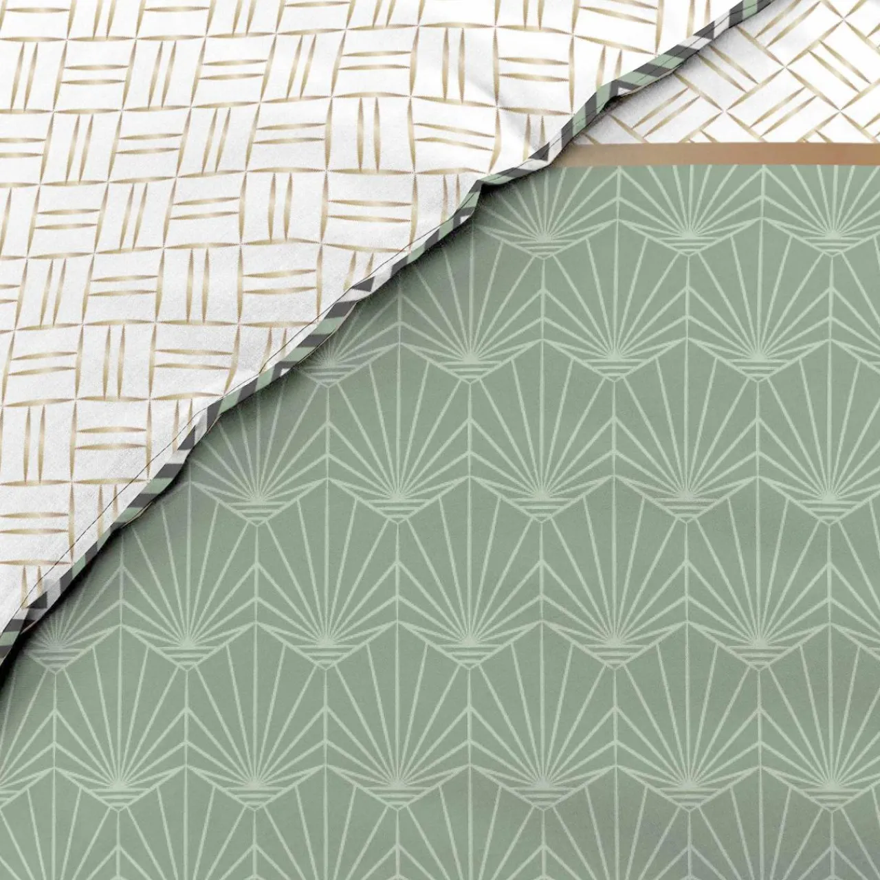 DOUCEUR D'INTERIEUR Housse de couette et deux taies percale de coton (260 x 240 cm) Belor e Vert Discount
