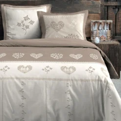 STOF Housse de couette et deux taies d'oreiller en coton (260 x 240 cm) Modane Ecru Sale