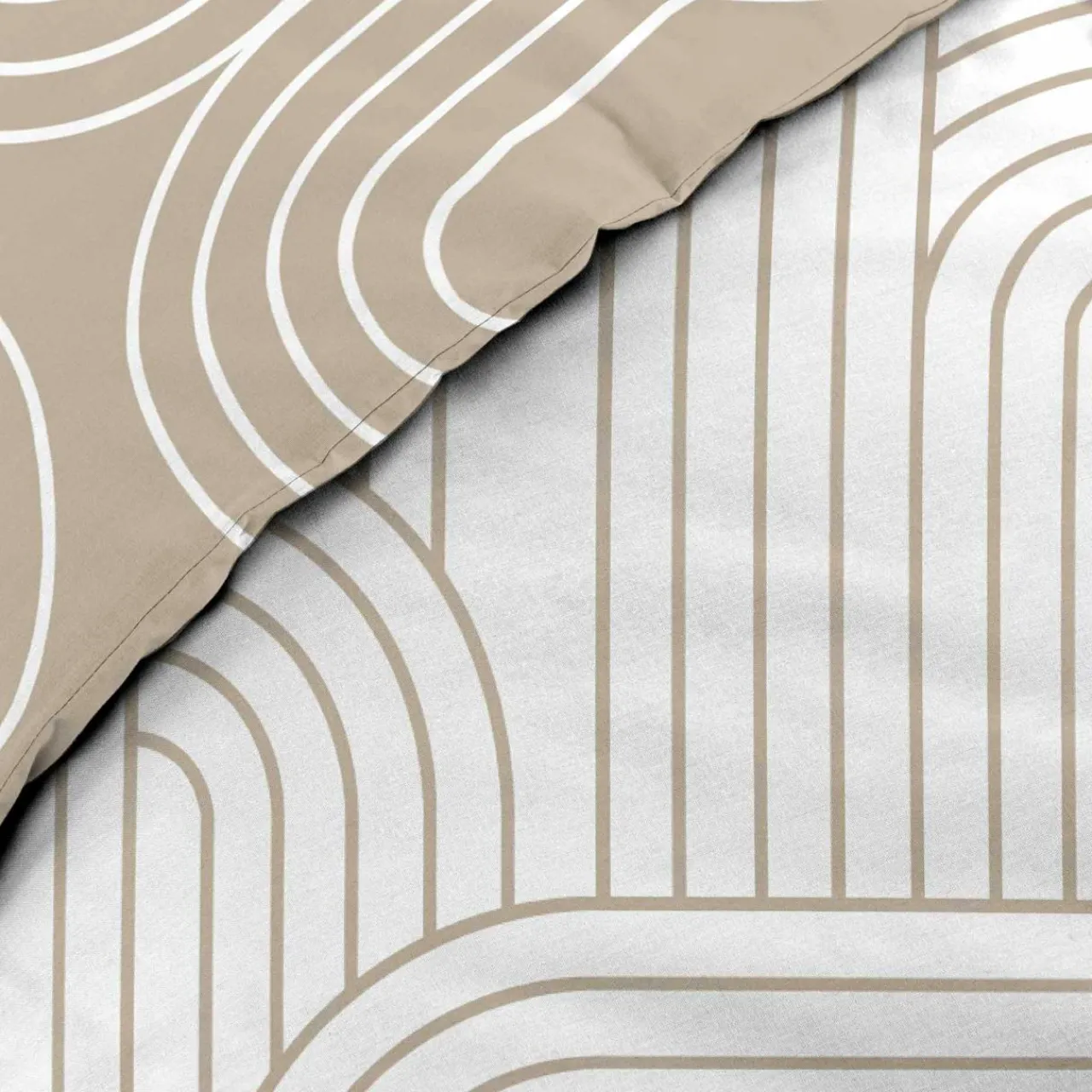 douceur d'intu017drieur Housse de couette et deux taies d'oreiller en coton (240 x 220 cm) Modul Beige Clearance