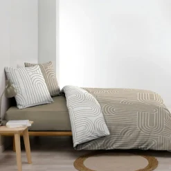 douceur d'intu017drieur Housse de couette et deux taies d'oreiller en coton (240 x 220 cm) Modul Beige Clearance