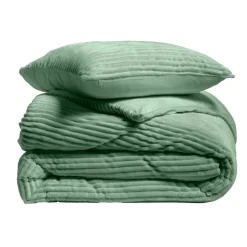 douceur d'intu017drieur Housse de couette et deux taies d'oreiller flanelle (240 x 220 cm) Veloutea cédre Vert Best