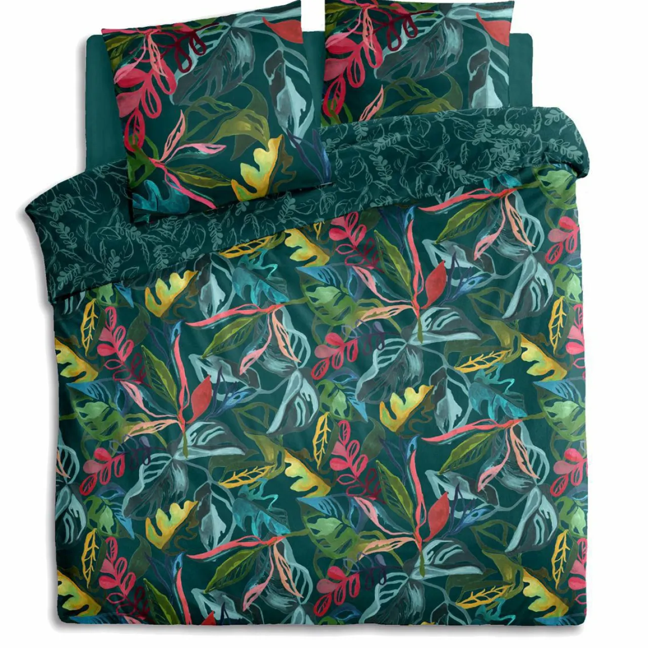 ATMOSPHERA Housse de couette et deux taies coton (240 x 220 cm) Selva Multicolore Best