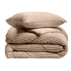 douceur d'intu017drieur Housse de couette et deux taies d'oreiller flanelle (240 x 220 cm) Veloutea sable Beige Outlet