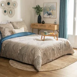 ATMOSPHERA Housse de couette et deux taies percale de coton (260 x 240 cm) Ilyan Beige Sale