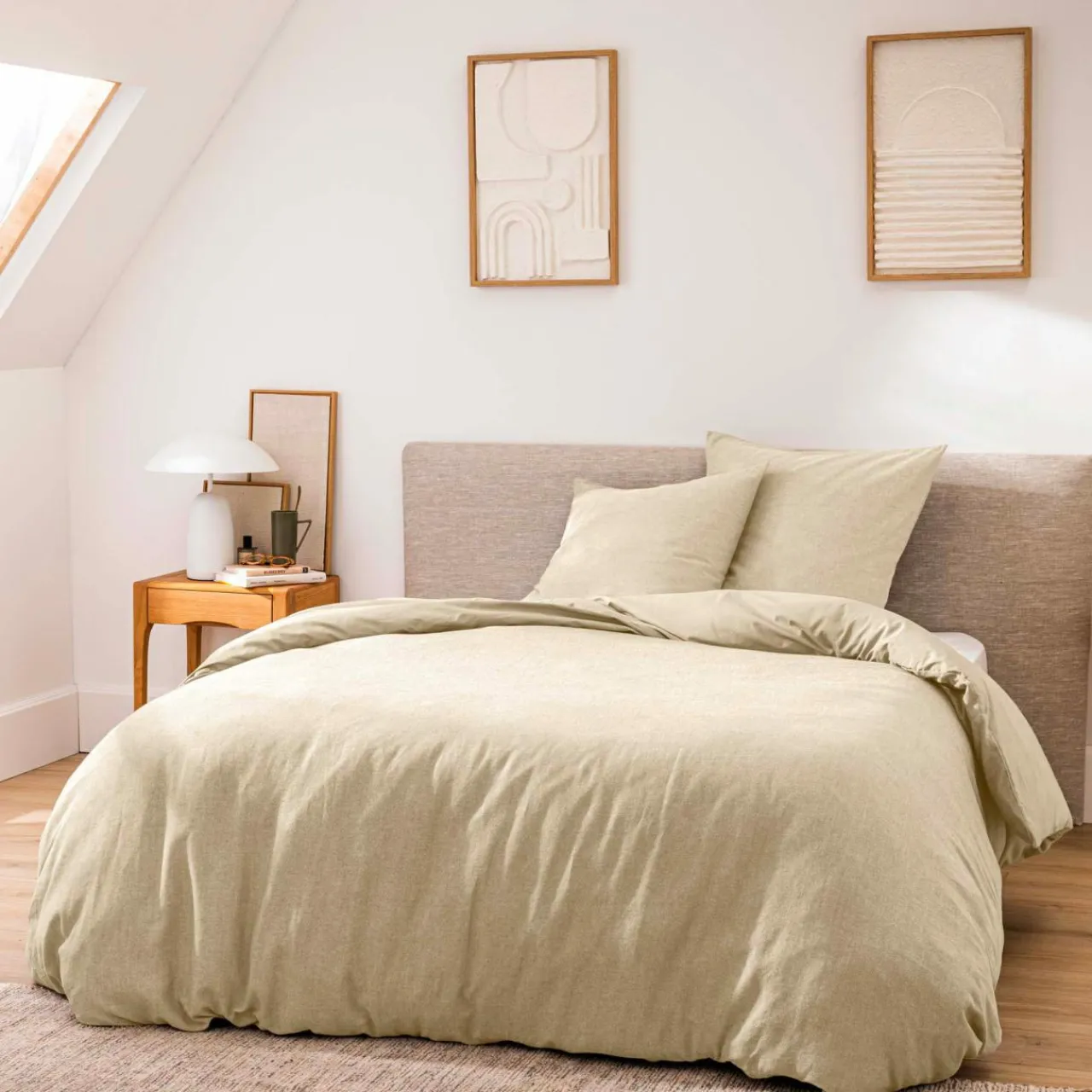 douceur d'intu017drieur Housse de couette et deux taies d'oreiller coton (260 x 240 cm) Meline sable Beige Online