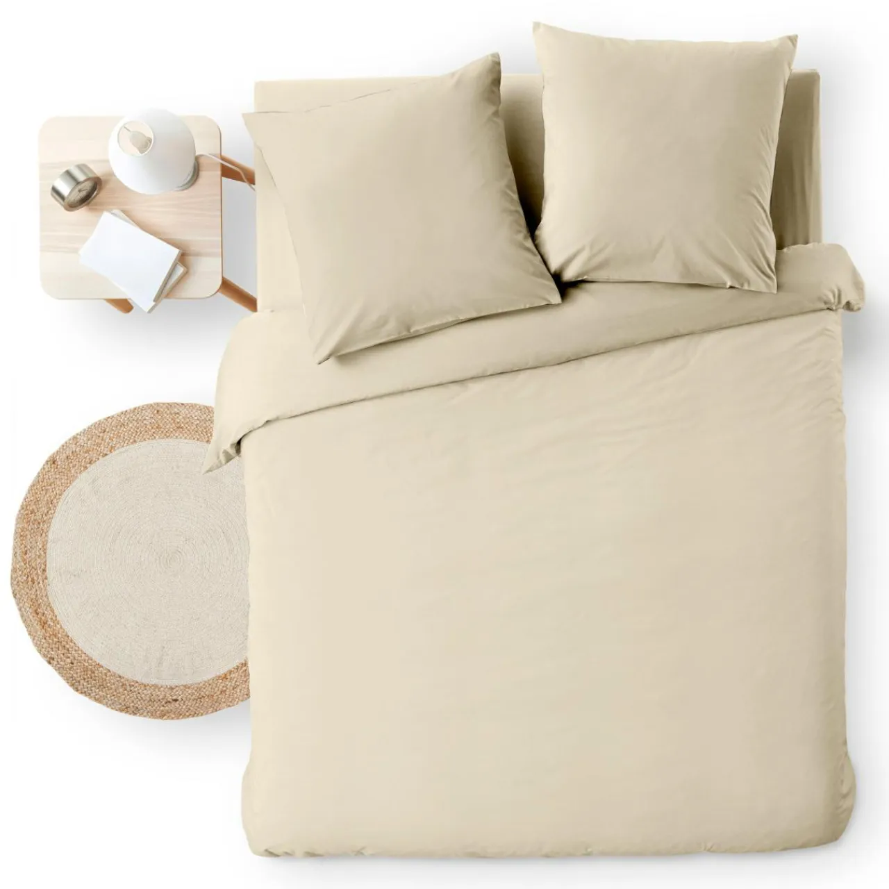 douceur d'intu017drieur Housse de couette et deux taies d'oreiller coton (260 x 240 cm) Meline sable Beige Online