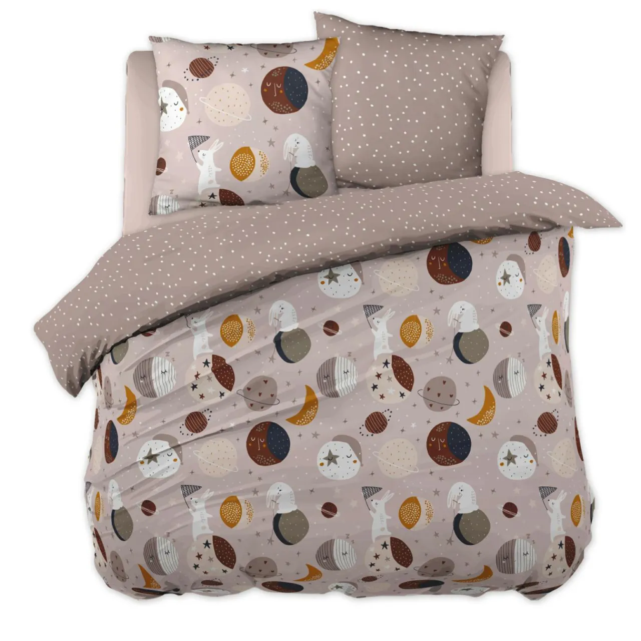 L'effet papillon Housse de couette et deux taies enfant coton (240 x 220 cm) Sky Dream Rose Clearance