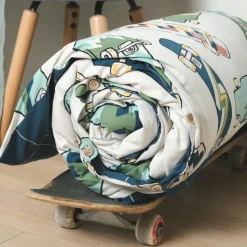 l'Effet Papillon Housse de couette et deux taies enfant coton (200 x 200 cm) California Bleu New