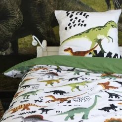 L'EFFET PAPILLON Housse de couette et deux taies enfant coton (240 x 220 cm) Cretace e Vert Sale