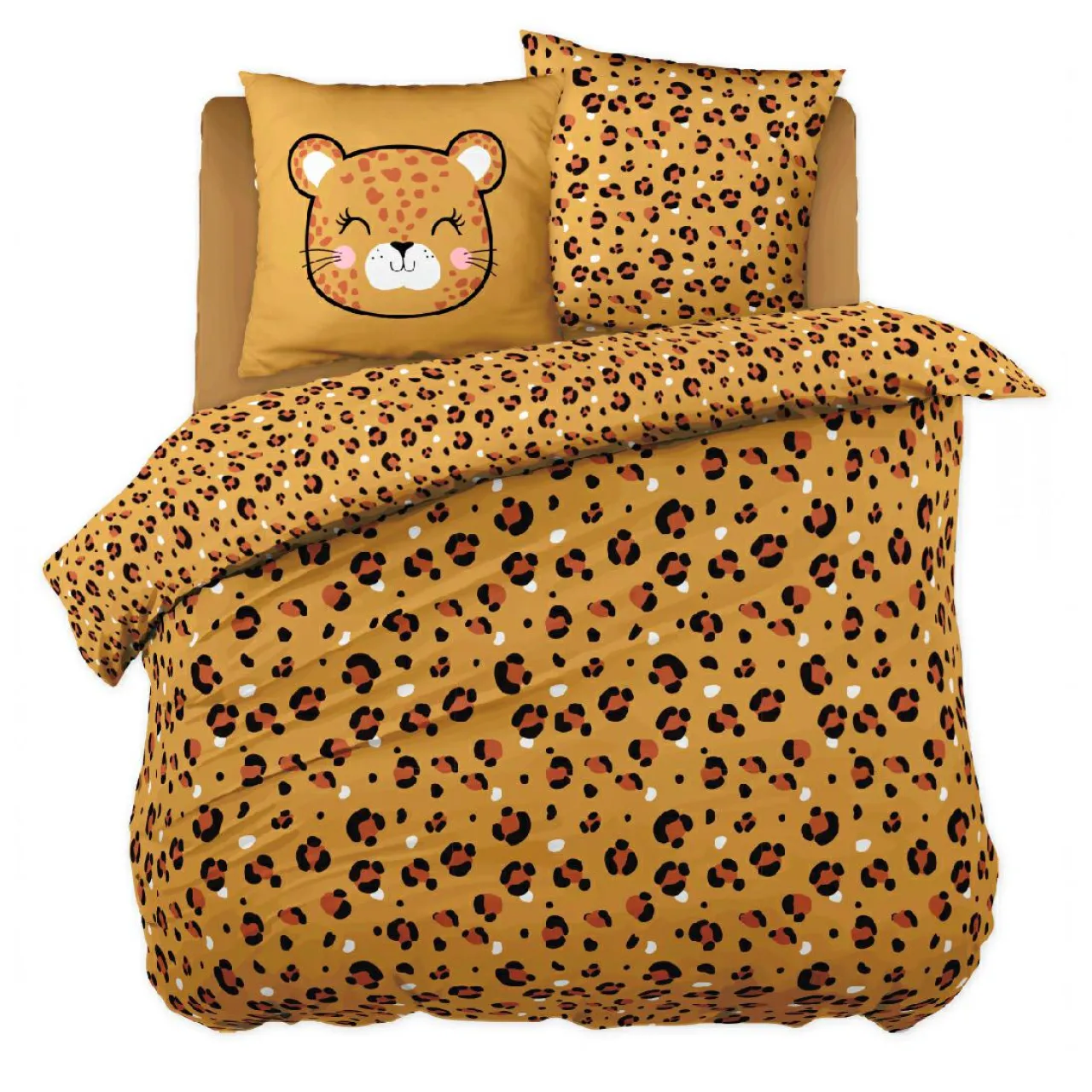 l'Effet Papillon Housse de couette et deux taies enfant coton (200 x 200 cm) Lola Caramel New