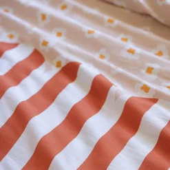 L'EFFET PAPILLON Housse de couette et deux taies enfant coton (200 x 200 cm) Fresh popcorn Rouge Discount