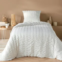 douceur d'intu017drieur Housse de couette et une taie d'oreiller microfibre (140 x 200 cm) Plissia Blanc Best
