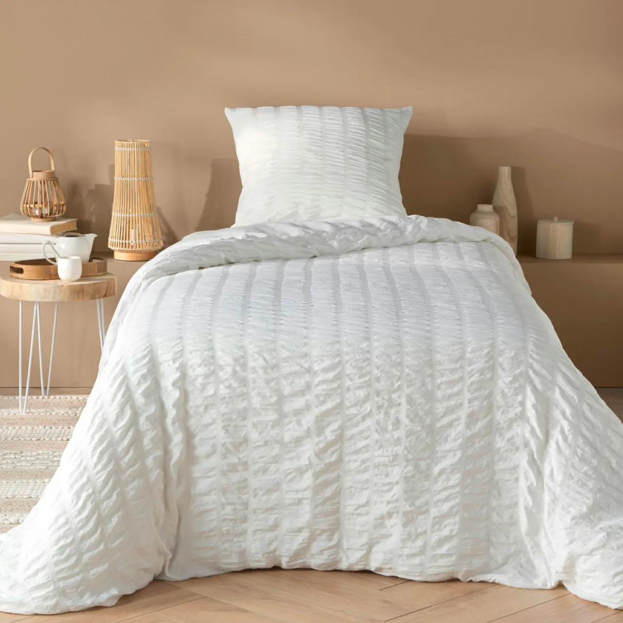 douceur d'intu017drieur Housse de couette et une taie d'oreiller microfibre (140 x 200 cm) Plissia Blanc Best