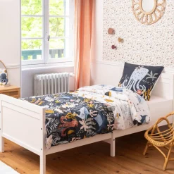 L'EFFET PAPILLON Housse de couette et une taie enfant coton (140 x 200 cm) Octopia Multicolore