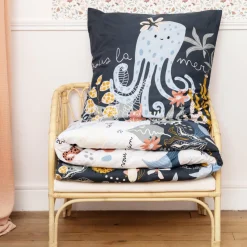 L'EFFET PAPILLON Housse de couette et une taie enfant coton (140 x 200 cm) Octopia Multicolore