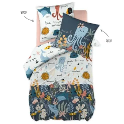 L'EFFET PAPILLON Housse de couette et une taie enfant coton (140 x 200 cm) Octopia Multicolore