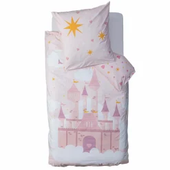 ATMOSPHERA Housse de couette et une taie enfant coton (140 x 200 cm) Château Rose Clearance