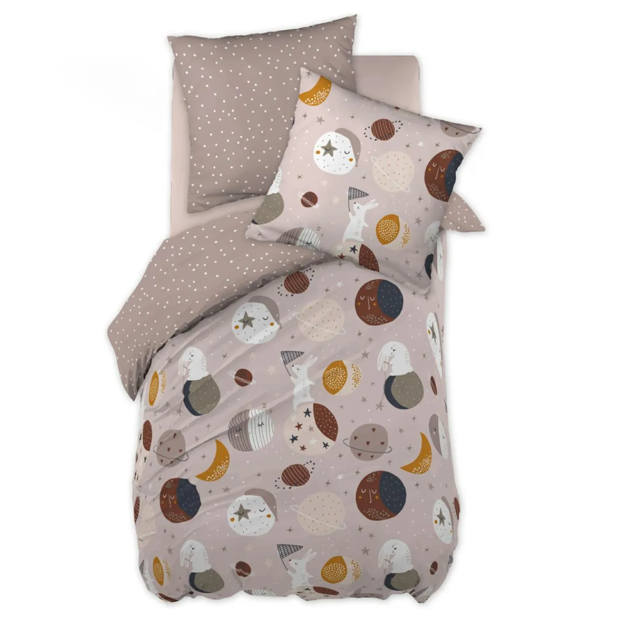 L'effet papillon Housse de couette et une taie enfant coton (140 x 200 cm) Sky Dream Rose Clearance