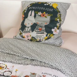 L'EFFET PAPILLON Housse de couette et une taie enfant coton (140 x 200 cm) Jardinage Multicolore Discount