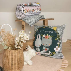 L'EFFET PAPILLON Housse de couette et une taie enfant coton (140 x 200 cm) Jardinage Multicolore Discount