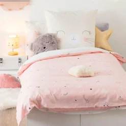 Atmosphera createur d'interieur for kids Housse de couette et une taie enfant coton (140 x 200 cm) Chat Rose Online