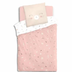 Atmosphera createur d'interieur for kids Housse de couette et une taie enfant coton (140 x 200 cm) Chat Rose Online