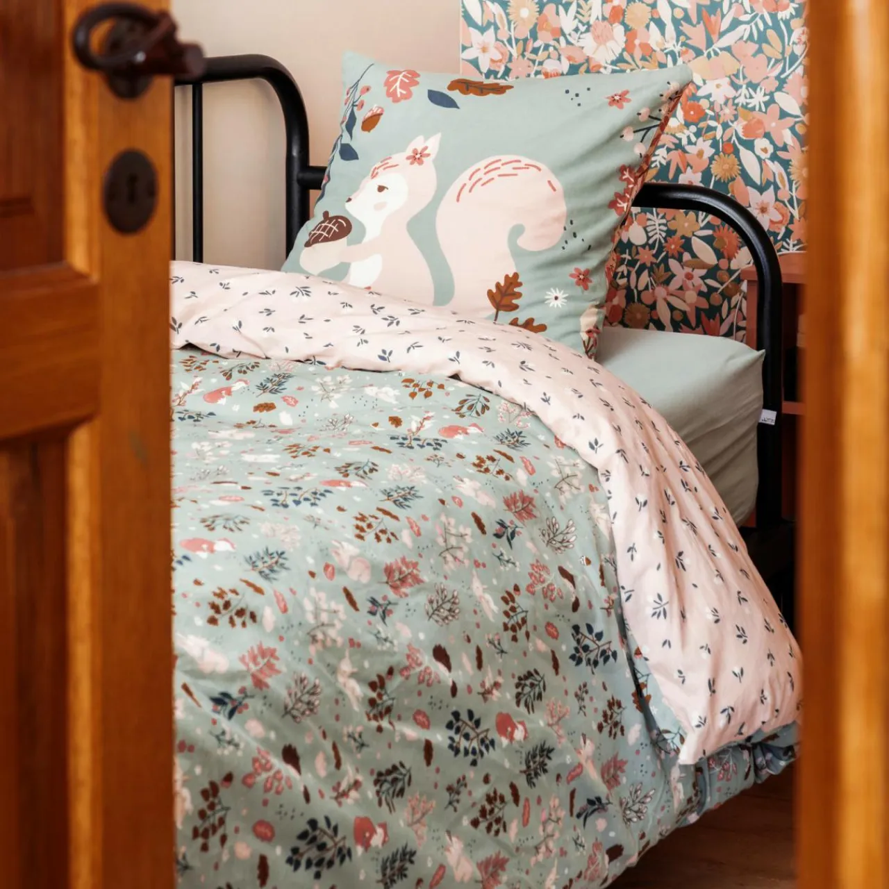L'EFFET PAPILLON Housse de couette et une taie enfant coton (140 x 200 cm) Tamia Multicolore Sale