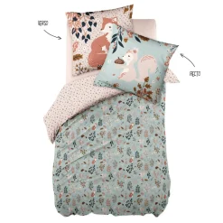 L'EFFET PAPILLON Housse de couette et une taie enfant coton (140 x 200 cm) Tamia Multicolore Sale