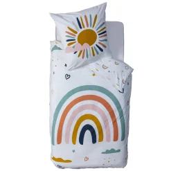 ATMOSPHERA Housse de couette et une taie enfant coton (140 x 200 cm) Arc-en-ciel Multicolore Clearance