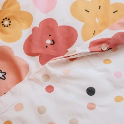l'Effet Papillon Housse de couette et une taie enfant coton (140 x 200 cm) Barbotine Multicolore Discount